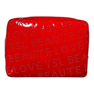 Yves Saint Laurent Red perforated clutch Beauty Bag EUC